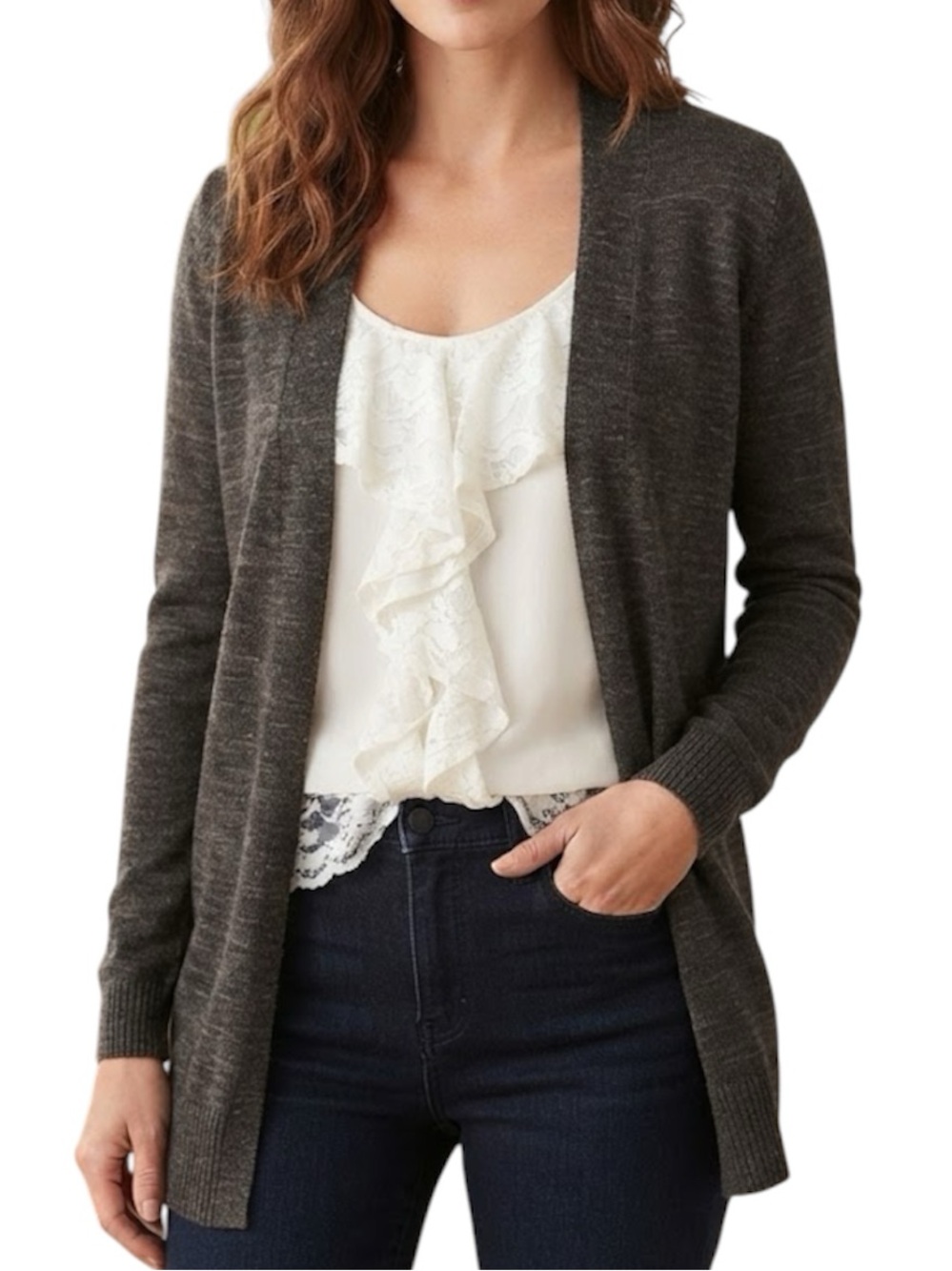GAP Open Front Cardigan Sweater Olive Green Size XS Extra Small Minimalist